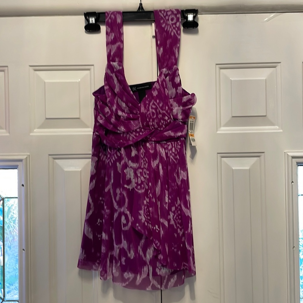 , I NC sleeveless top, size small, purple and white, soft and airy with insert.